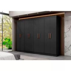 Guarda-Roupa Roupeiro Maxel Paris 8 Portas 4 Gavetas 100 MDF, Preto