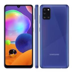 Smartphone Samsung Galaxy A31 Azul 128GB, 4GB RAM, Tela Infinita de 6.4", Câmera Traseira Quádrupla, Leitor Digital na Tela e Android 10.0