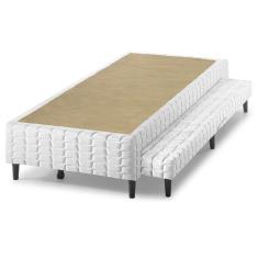 Cama Box Base C-auxiliar Solteiro Bordado White (88x188x25) - Anjos