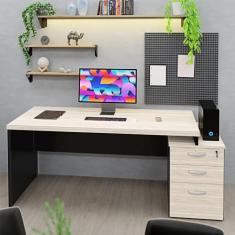 Mesa De Escritório Pedestal 3 Gav 1.90x70 Tpo 40mm (Carvalho)