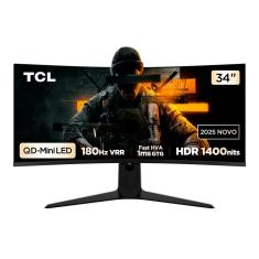 Monitor Gamer Curvo TCL 34 Polegadas QLED Mini LED WQHD R83Q 180Hz 1ms (GtG) HDR 1400 nits 34R83Q