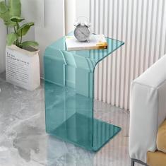 Mesa de canto moderna, mesa lateral acrílica transparente, mesa de cabeceira em forma de C para escritório, mesa de sofá, mesa de centro pequena, mesa de cabeceira para quarto, sala de estar