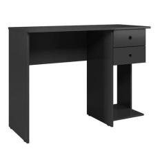 Mesa Escrivaninha 2 Gavetas 1 Prateleira Preto Fosco - Qmovi