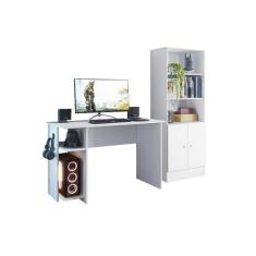 Jogo de Quarto Gamer com Mesa para Computador e Estante Branco - FdECO