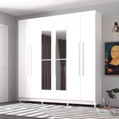 Roupeiro 6 Portas Com Espelho Bentley Branco