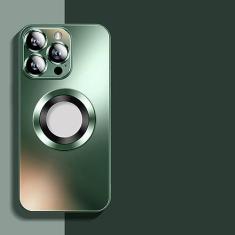 Capa de telefone com proteção de lente de câmera de vidro fosco para iPhone 14 13 12 11 Pro Max Magnética capa de carregamento sem fio, verde, para iPhone 14 Plus