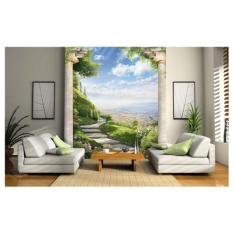 Papel De Parede Paisagem Digital Mar Flores  Dav23 - Você Decora