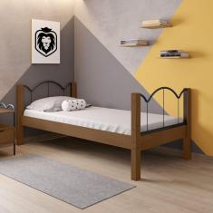 Cama de Solteiro em Mdf 100x202cm Oasis 88 Preto/Marrom