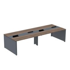 Mesa de Plataforma Dupla para 4 Pessoas Corporativa 140x140/4p Walnut/Grafito
