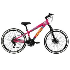 Bicicleta Aro 26 Vikingx Tuff 21v Alumínio Freeride Aros Vmaxx Pretos Freio a Disco Hidráulicos-Unissex