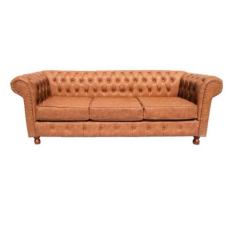 Sofá Chesterfield Luiz XV 2,30 c. Ecológico Caramelo sala de estar/rec