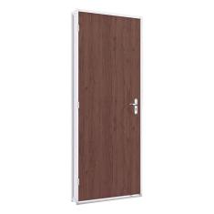 Porta de Giro com Batente em Aço   e Folha Tabaco Riobras Pronta  215cmx75cm Branco