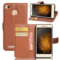XIAOMI Capa para Redmi 3X, carteira flip de couro PU premium com compartimento para cartão, suporte e fecho magnético [capa interior à prova de choque de TPU] Compatível com XIAOMI Redmi 3X