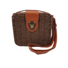 Bolsa Quadrada Feminina Palha Sintética Moda Praia - KINGLEEN, Marrom