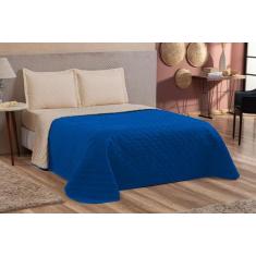 Kit Colcha Cobre Leito Casal Queen Dupla Face Las Vegas Novo Azul/bege