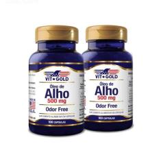 Óleo de Alho 500 mg Odor Free Vitgold Kit2x 100 cápsulas