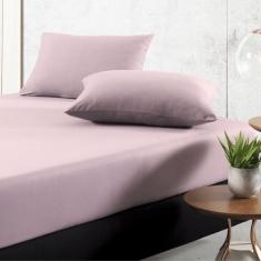 Jogo de Cama Solteiro Liso 02 Peças Lençol Fio Egípcio - Camasoft, Ros
