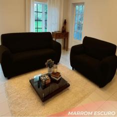 Kit Capa Para Sofa 2 e 3 Lugares Malha Gel - - ARTE CAZZA, Marrom