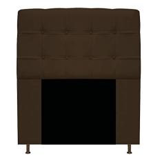 Cabeceira Estofada Mel 90 cm Solteiro Com Botonê Suede Marrom - ADJ Decor