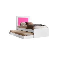 Cama Luara Solteiro Com Auxiliar Branco/Rosa/Azul – VJ Móveis