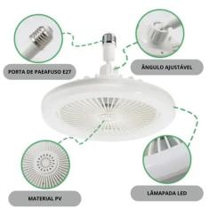 Ventilador de Teto LED E27 36W, Solução Completa de Iluminação e Clima