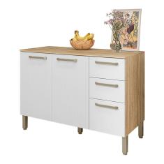 Balcão Gabinete Para Cozinha 2 Portas E 3 Gavetas Tati Freijó-supremo - Pallazio