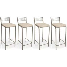Kit 4 Banquetas Sala Jantar Gênova B705 4 Un Niquel Nude 16
