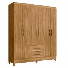 Guarda Roupa Casal Paraná M07 6 Portas de Bater 2 Gavetas MDP Freijó Mpozenato