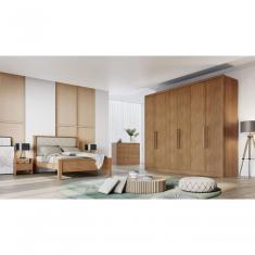 Guarda Roupa Casal New Vértice 6 Portas de Bater 6 Gavetas 100% MDF Cumaru Móveis Novo Horizonte