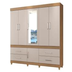 Guarda Roupa Casal Guarujá 6 Portas 4 Gavetas MDP Amêndola Off White Demóbile