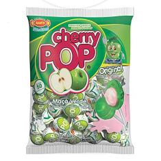 Pirulito Cherry Pop Maçã Verde Recheio Chiclete c/50 - Sams
