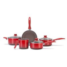 Conjunto de panelas 5 peças ceramic life smart vermelho - Brinox, Verm