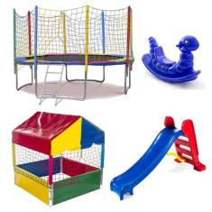 Cama Elástica Pula Pula 3,05m Resistente Piscina de Bolinhas 1,00m Pre