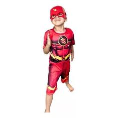 Fantasia Do Flash Infantil Com Máscara Plástico E Enchimento - Compra 