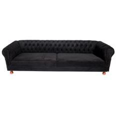 Dois Sofás Chesterfield Duque 3 lugares 2,30 - Suede Preto / sala de e