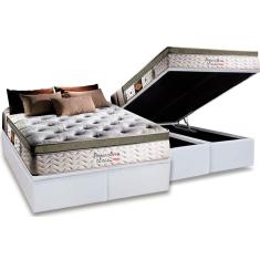 Cama Box Baú Queen: Colchão Molas MasterPocket Ensacadas Herval Imperatore Eco Bamboo + Base crc Courano White(158x198)