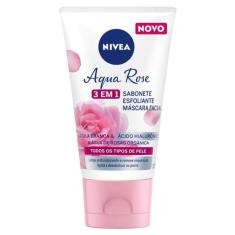 NIVEA Aqua Rose 3 em 1 150ml Sabonete Esfoliante e Máscara Facial