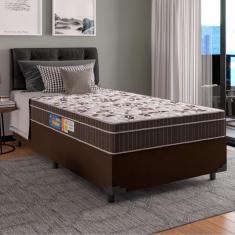 Cama Box Solteiro Colchão Espuma Orthoface Polar 88x188x25cm Marrom - Suporta Até 120kg
