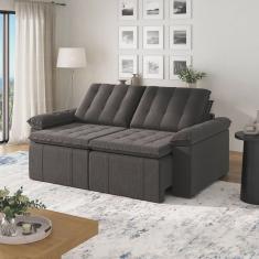 Sofá Cama Palmeira 3 Lugares Retrátil Reclinável 2,20m Linho com Molas Cabecasa Madeiramadeira