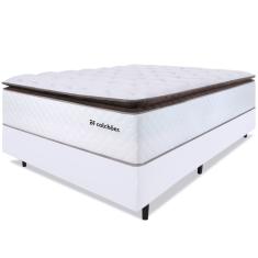 Cama Box com Colchão Casal Molas Ensacadas Alto 138x188cm Premium Sleep Branco bf Colchões