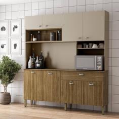 Armario De Cozinha Compacta 8 Portas 1 Gaveta Core Freijó-vanilla