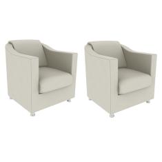 Kit 02 Poltronas Decorativa para Sala e Escritório Tilla Suede Bege