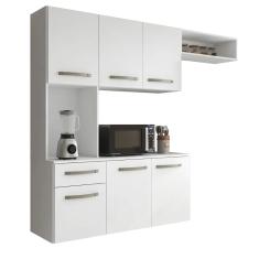 Armário de Cozinha Completa Suspenso com Balcão 6 Portas 1 Gaveta Belíssima Branco Aramóveis