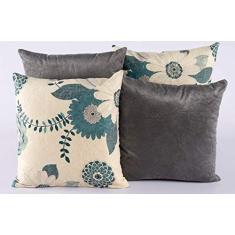 Kit Com 4 Capas Para Almofadas Decorativas De Sofá 40x40 Cinza