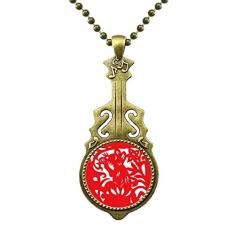 DIYthinker Colar de animal de rato, corte de papel, zodíaco chinês, pingente de música de guitarra antiga