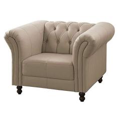 Poltrona Decorativa Maggiore Couro Bege 66 - Gran Belo