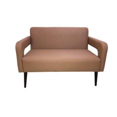 Namoradeira Santorini Em Tecido Sintético Ideal Para Escritório - Cappuccino - Cor: Marrom