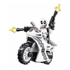 Boneco Moto Blocos De Montar Deadpool White Motorcycle