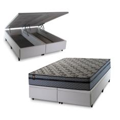 Conjunto Box Baú Montreal Cinza 158x198x71 c/ Molas Ensacadas