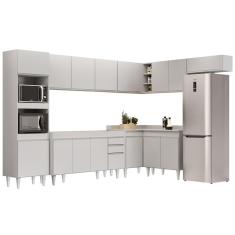 Armário De Cozinha Modulada De Canto 8 Peças Cp07 Balcão Branco - Lumil
